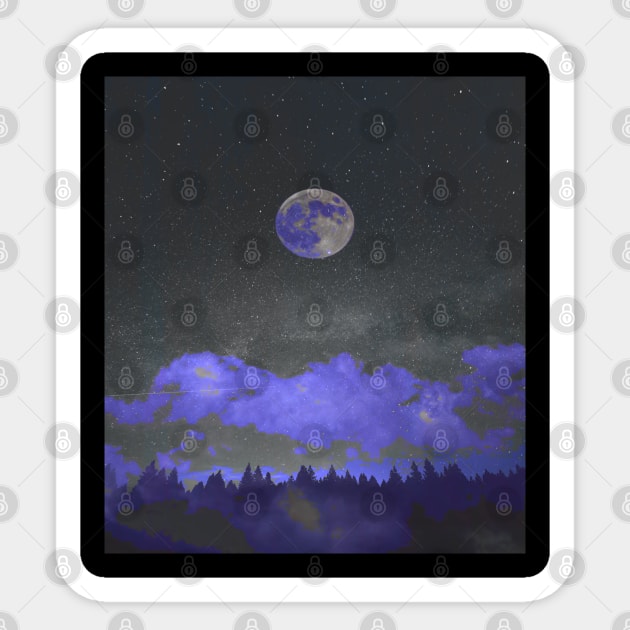 Blue Moon Spooky Night Sky Sticker by Punderstandable